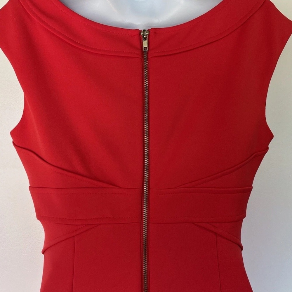 MAGGY LONDON SLEEVELESS BRIGHT RED DRESS SCOOPNECK BACK EXPOSED GOLD ZIPPER SZ 8 - Picture 6 of 11